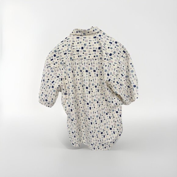 Men’s Size L Vintage Short Sleeve Button Down Geometric Pattern - Picture 2 of 3